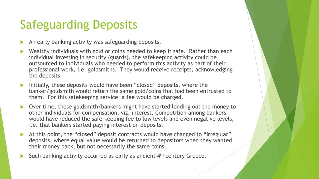 safeguarding deposits