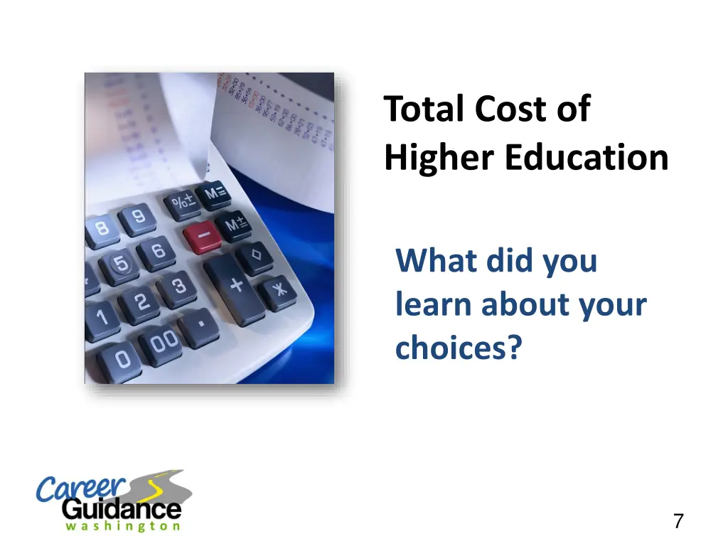 total cost of higher education