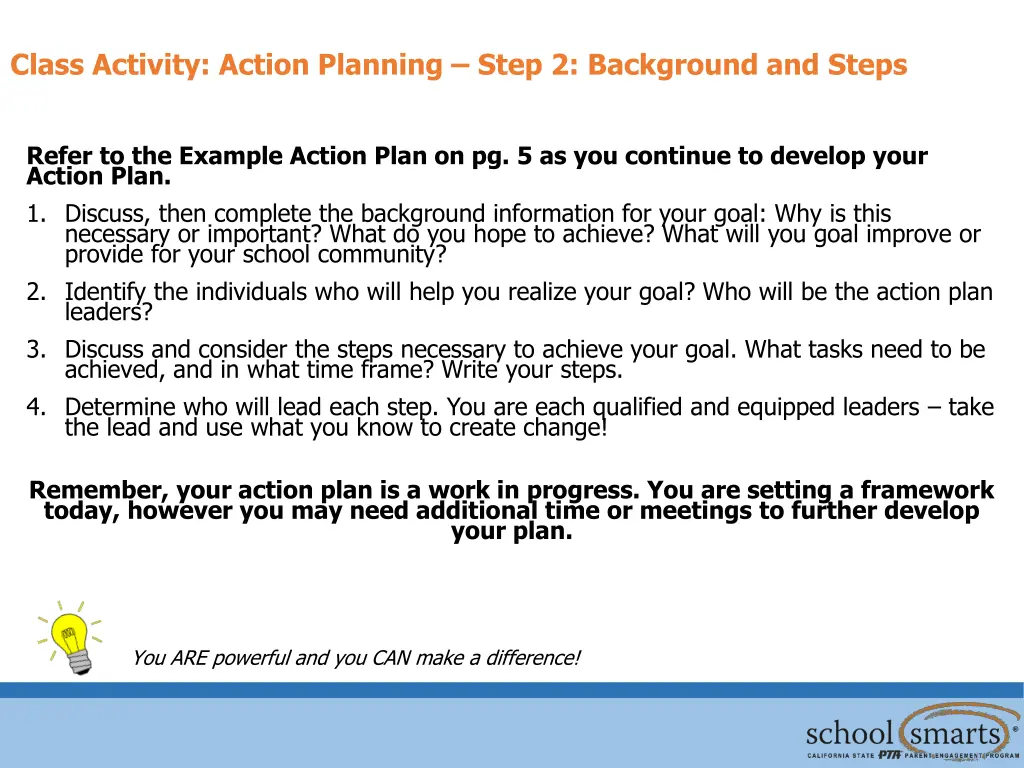 class activity action planning step 2 background