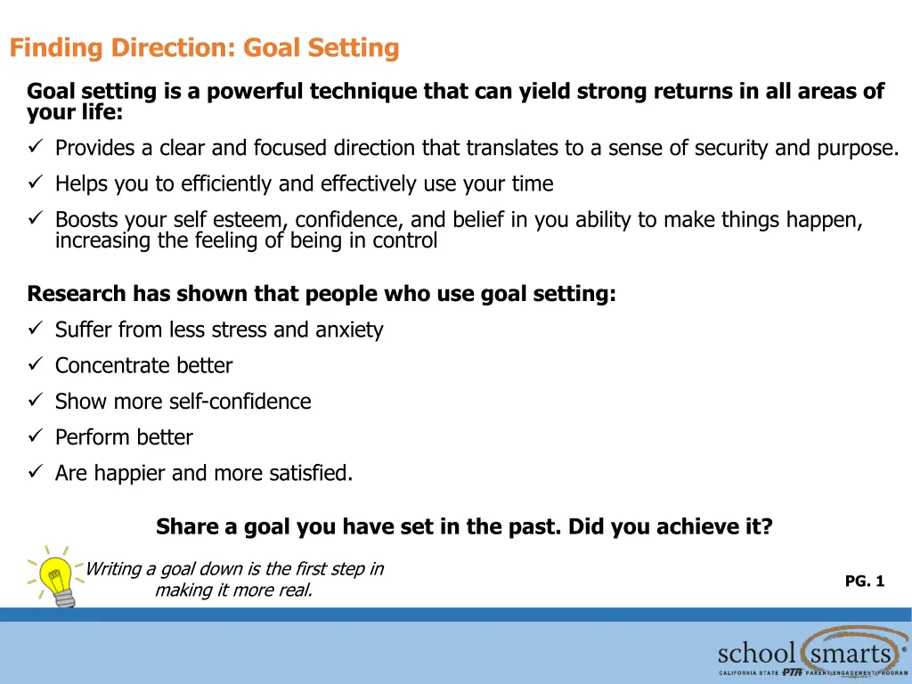 finding direction goal setting