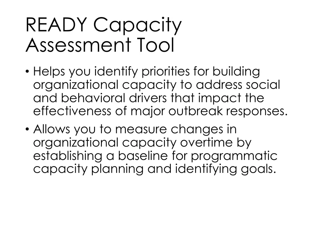 ready capacity assessment tool