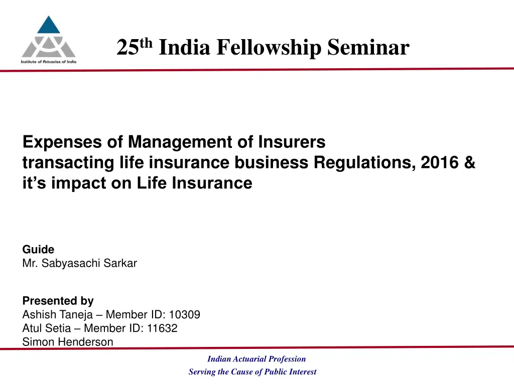 25 th india fellowship seminar