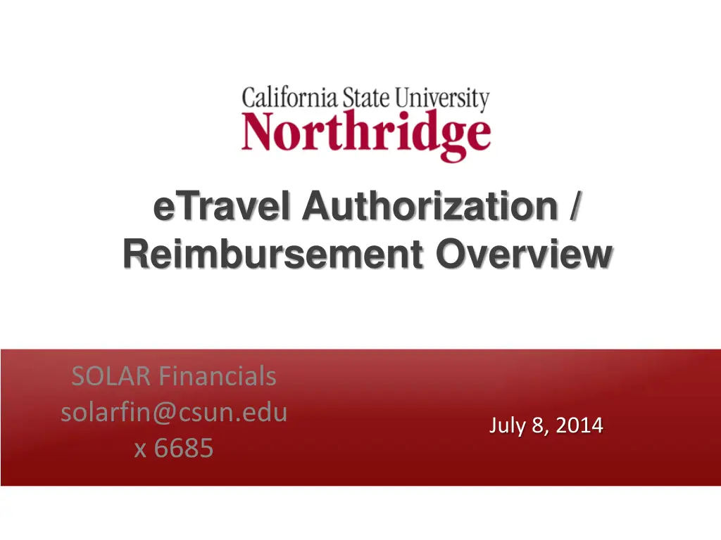 etravel authorization reimbursement overview