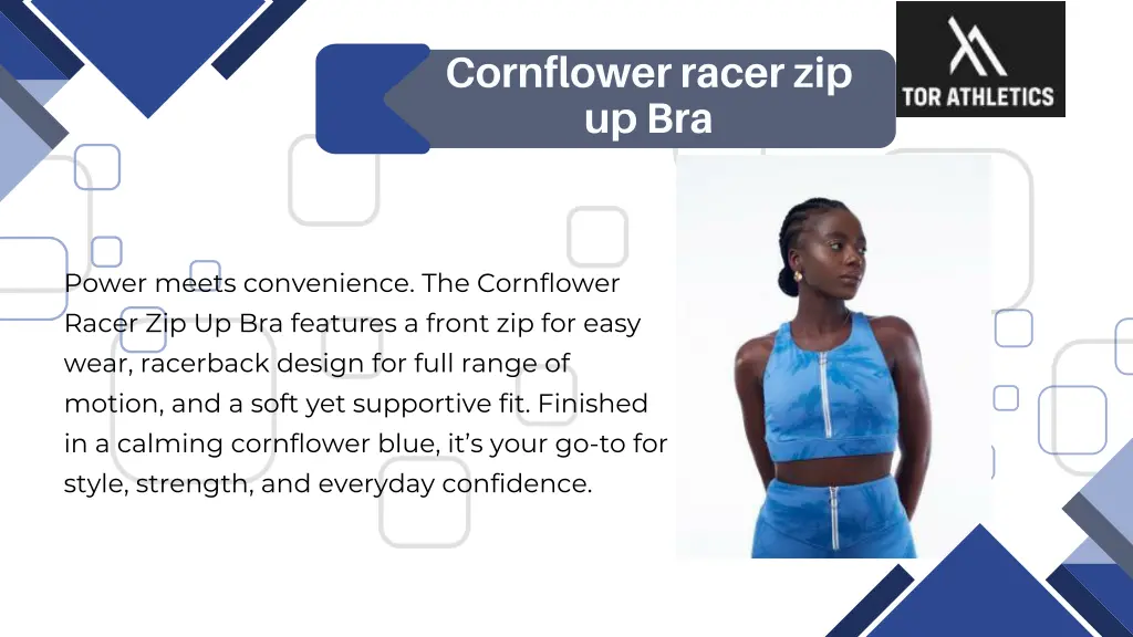 cornflower racer zip up bra