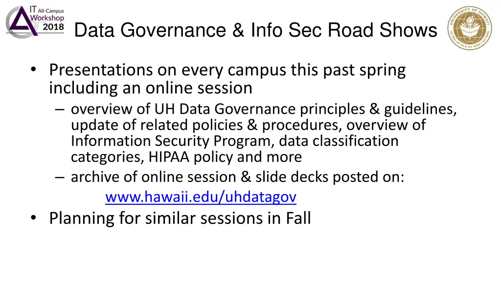 data governance info sec road shows