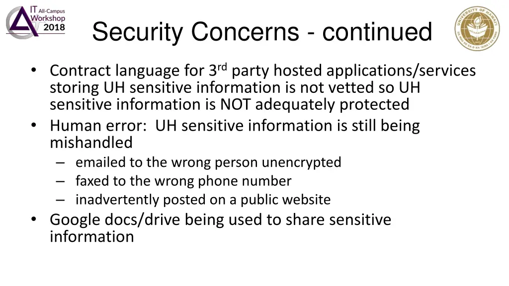 security concerns continued