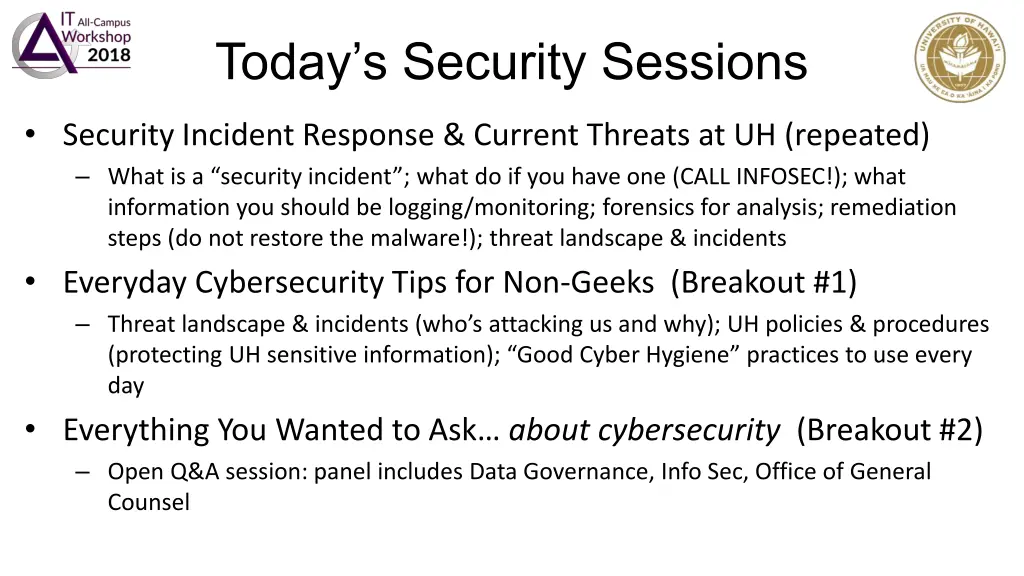 today s security sessions