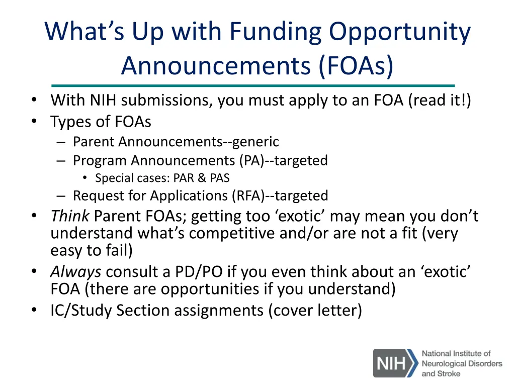 what s up with funding opportunity announcements