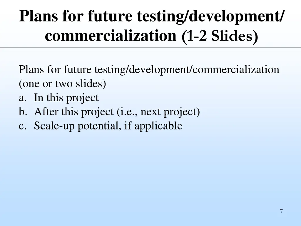 plans for future testing development