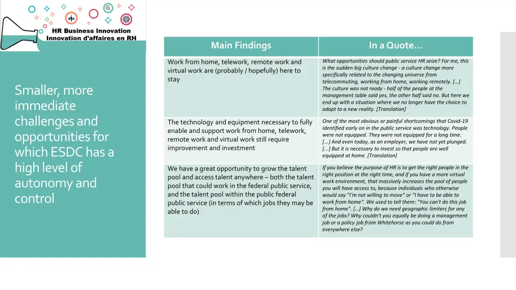 main findings