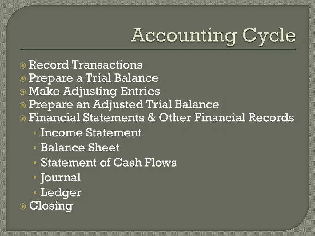 record transactions prepare a trial balance make
