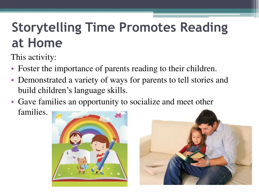 storytelling time promotes reading at home this