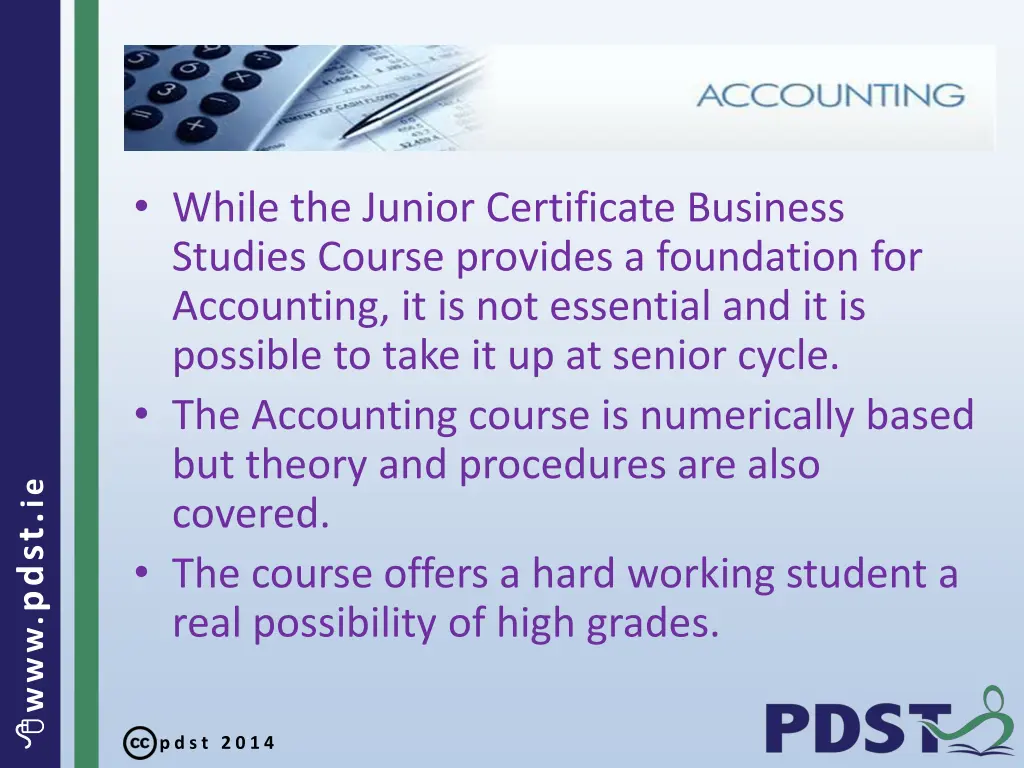 while the junior certificate business studies