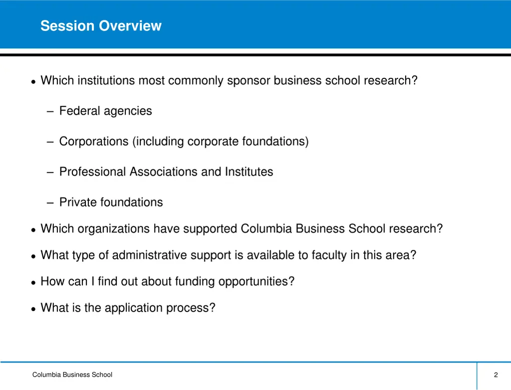 session overview