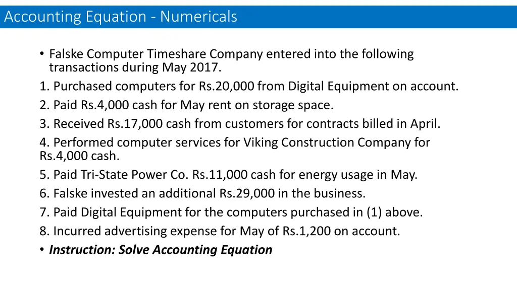 accounting equation numericals 2