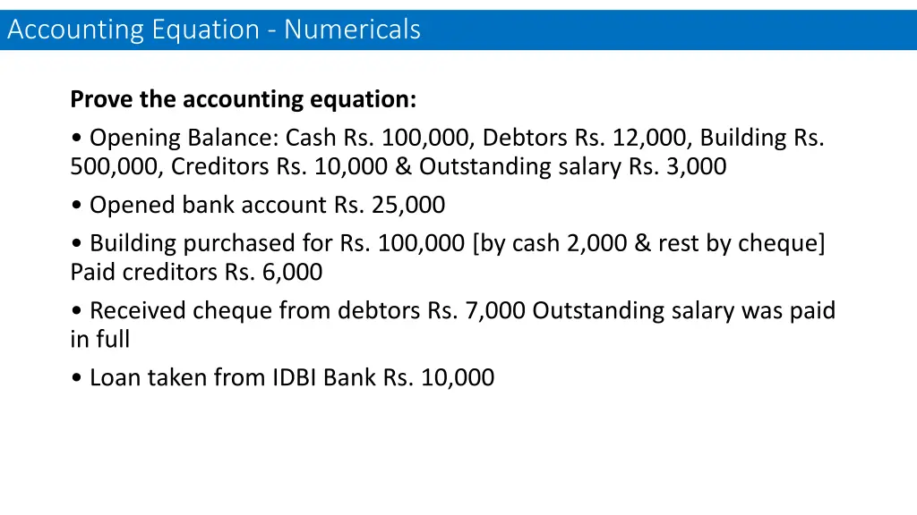 accounting equation numericals 4