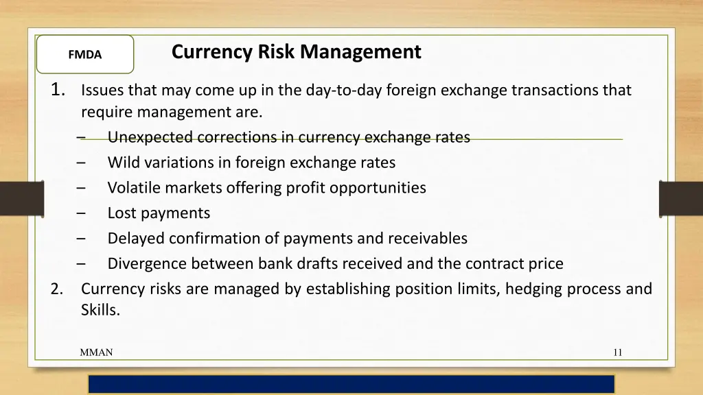 currency risk management
