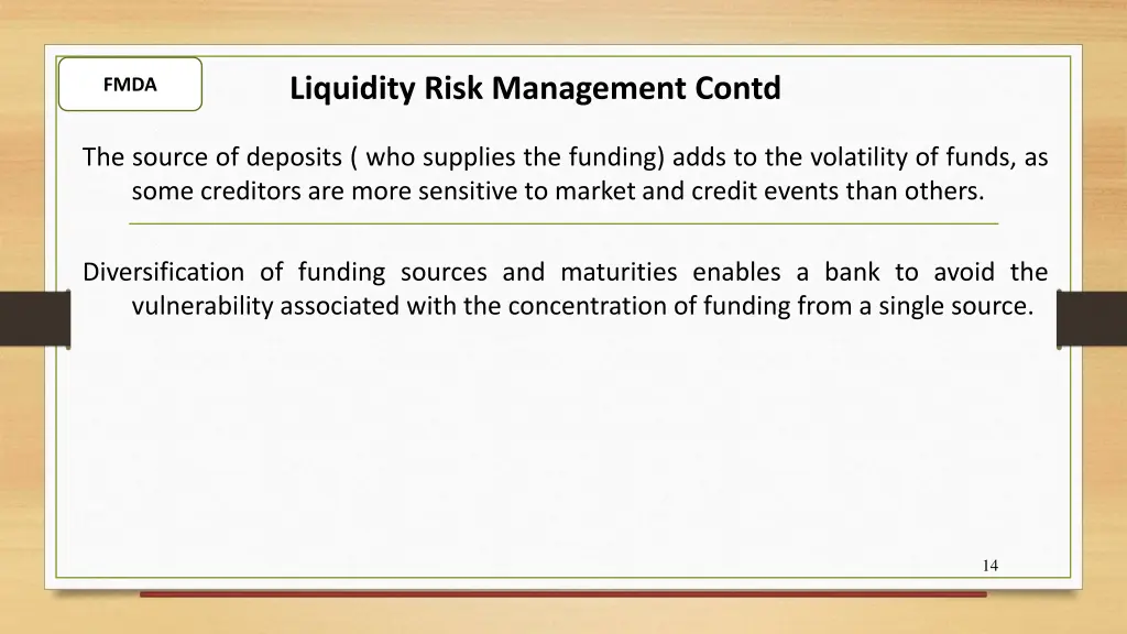 liquidity risk management contd