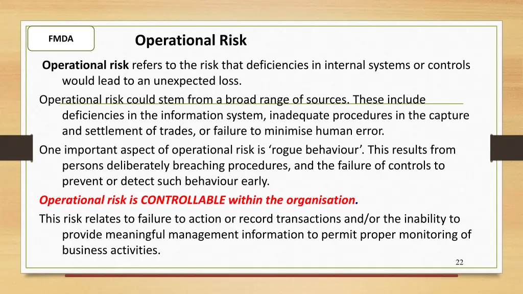 operational risk