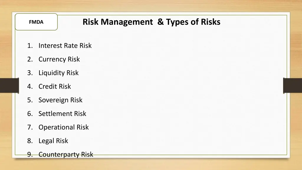 risk management types of risks