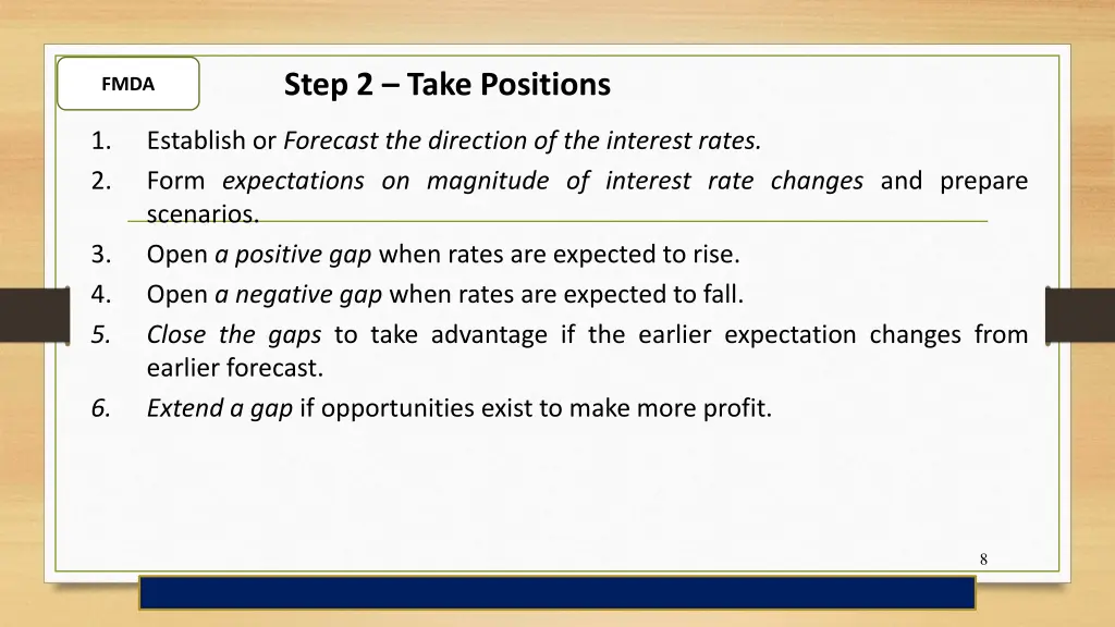 step 2 take positions