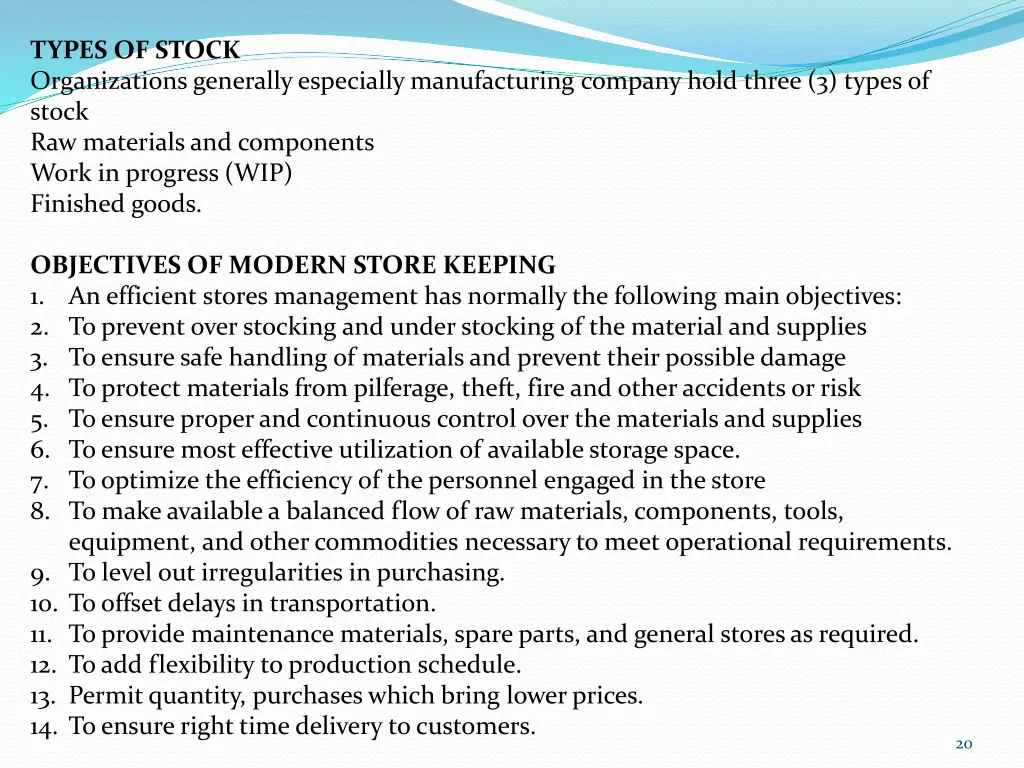 types of stock organizations generally especially