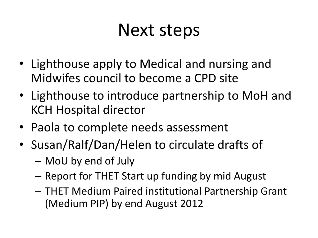 next steps