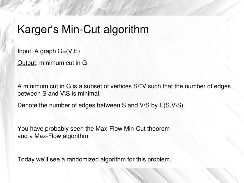 karger s min cut algorithm 1