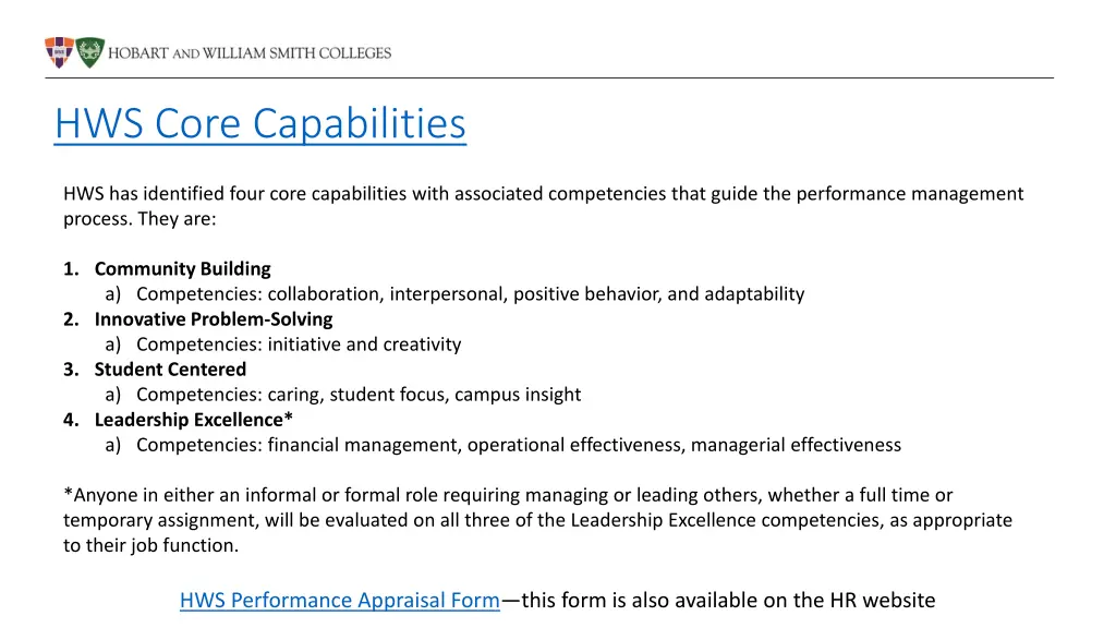 hws core capabilities
