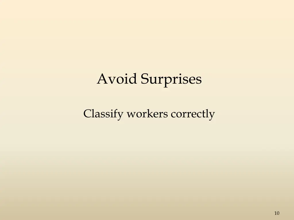 avoid surprises