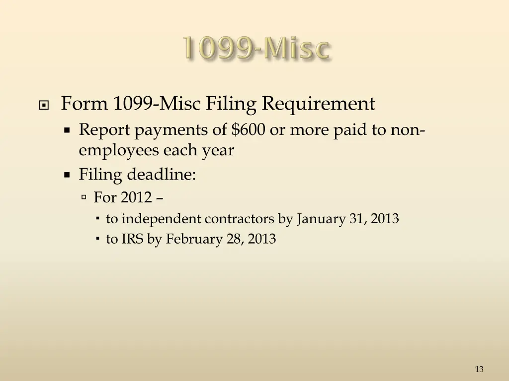 form 1099 misc filing requirement report payments