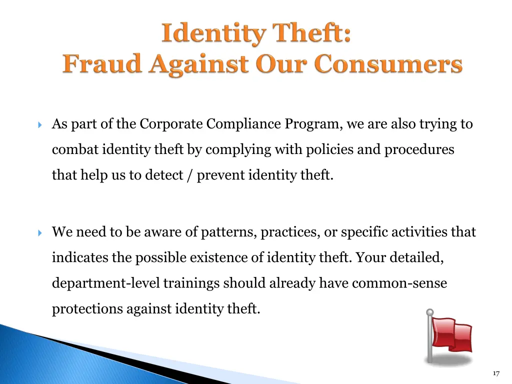 as part of the corporate compliance program
