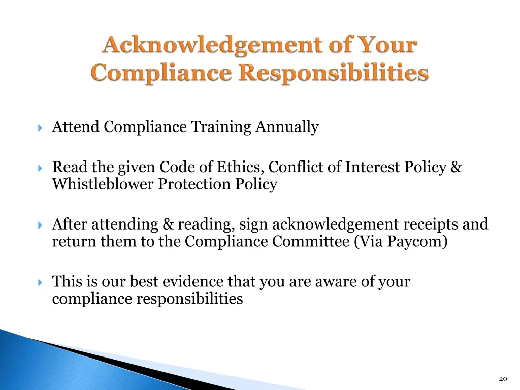 attend compliance training annually