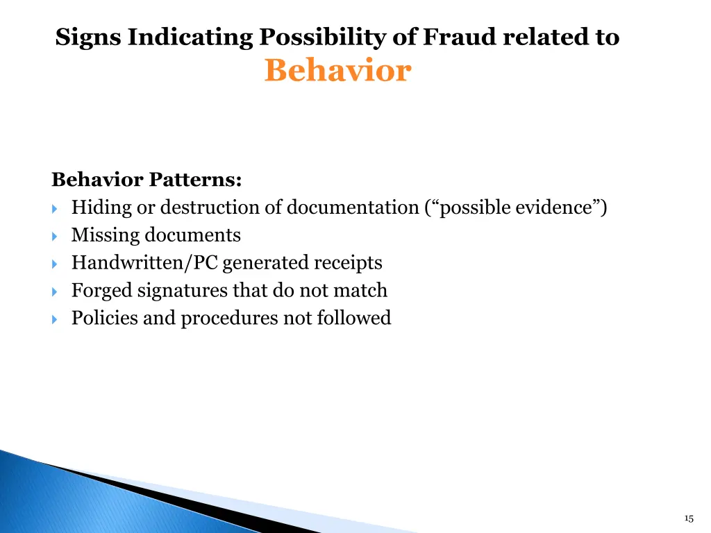 signs indicating possibility of fraud related