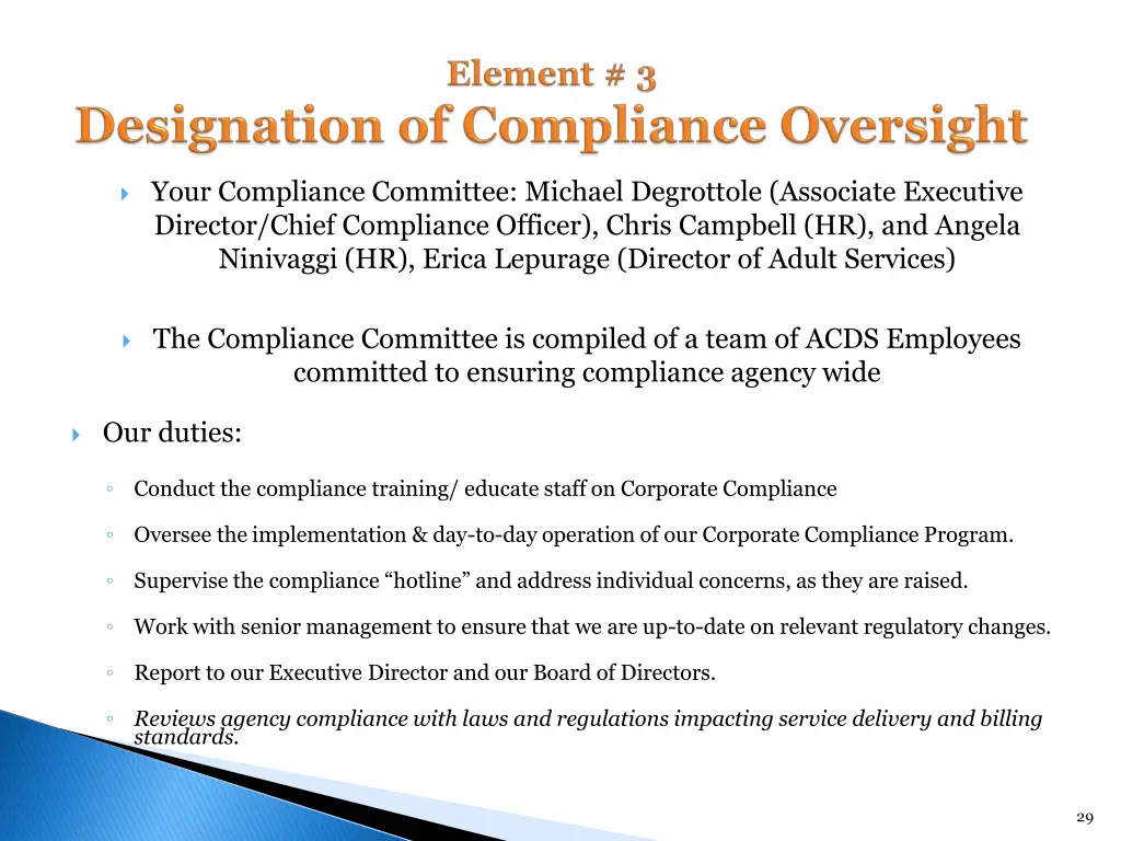 your compliance committee michael degrottole