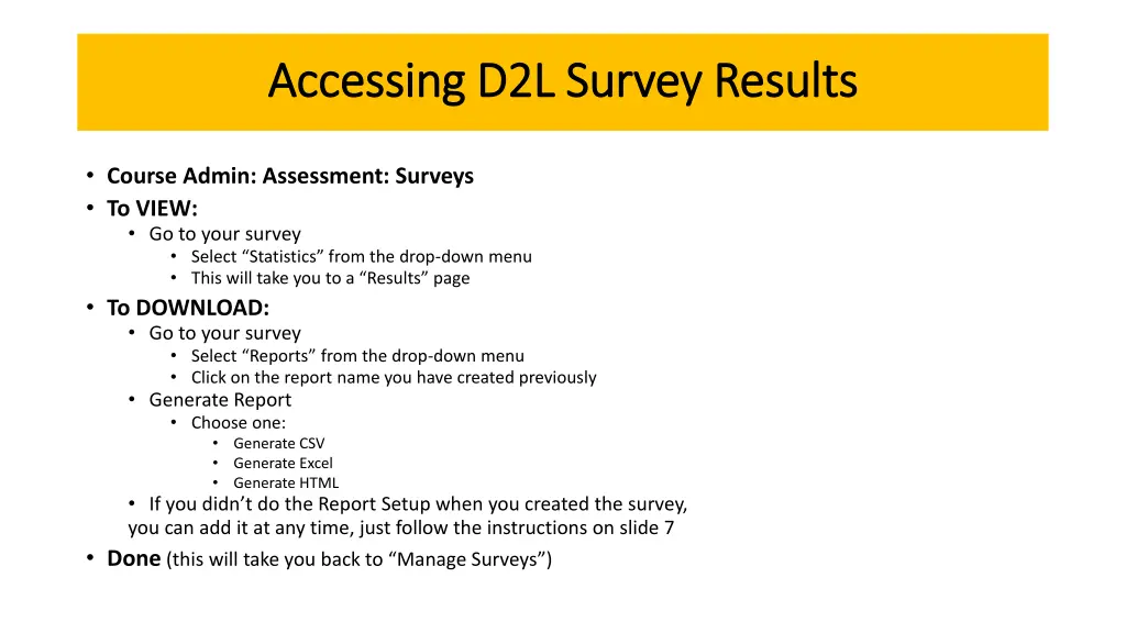 accessing d2l survey results accessing d2l survey