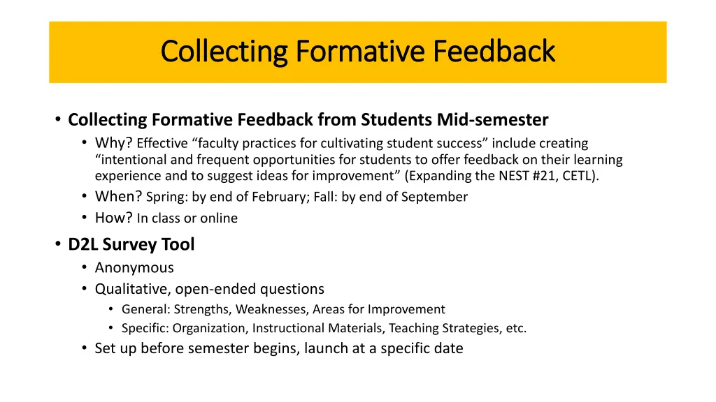 collecting formative feedback collecting