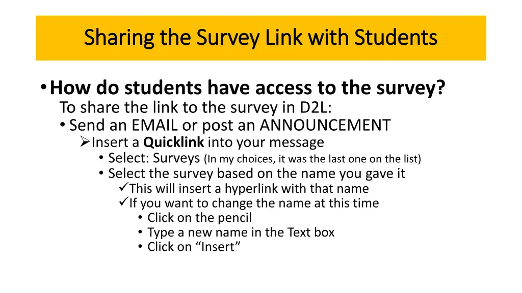 sharing the survey link with students sharing