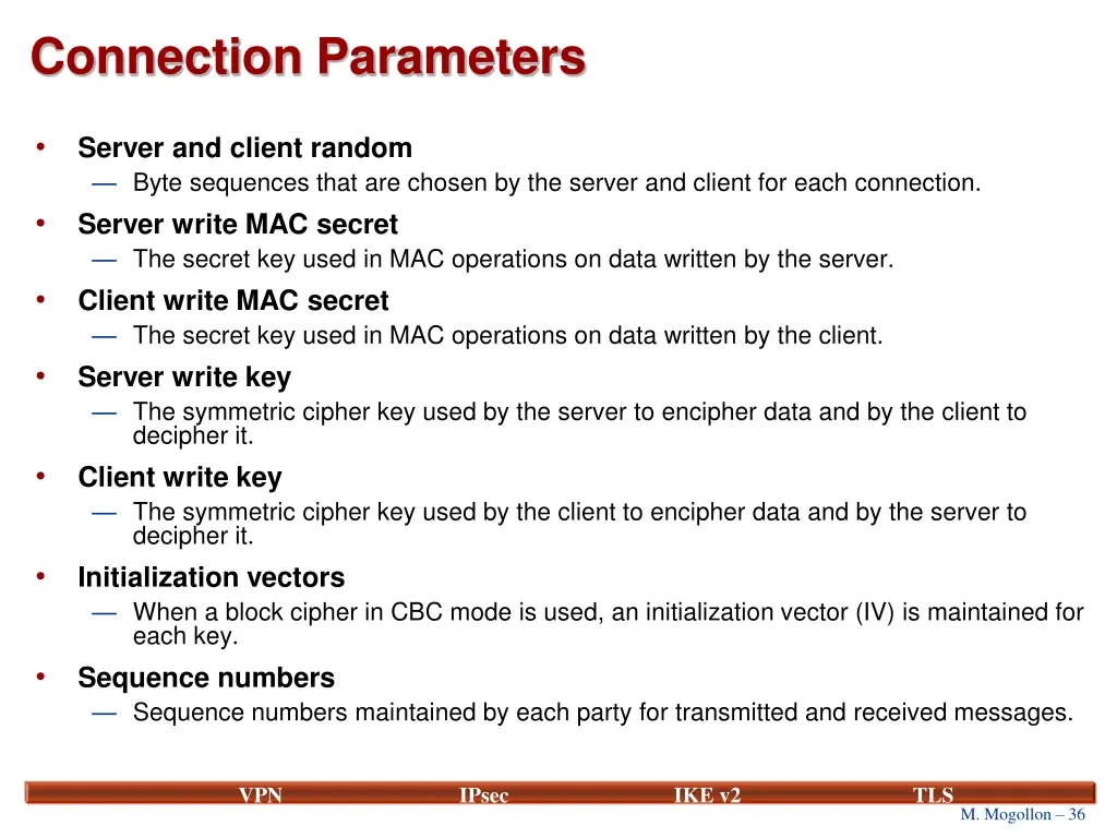 connection parameters