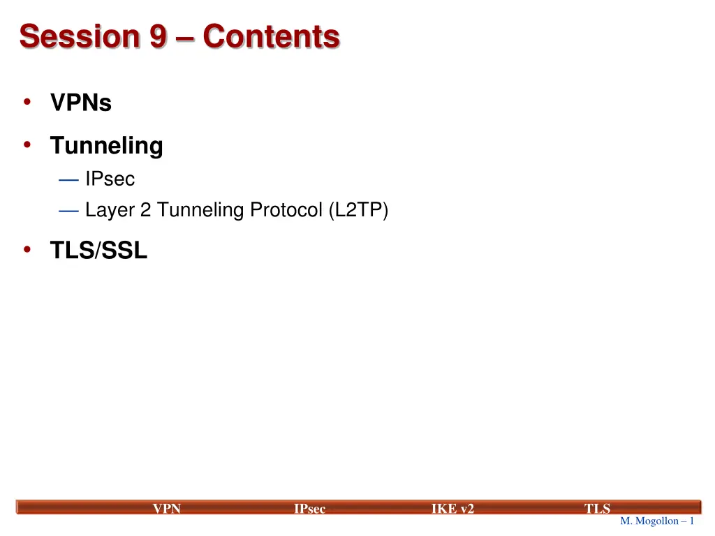 session 9 contents