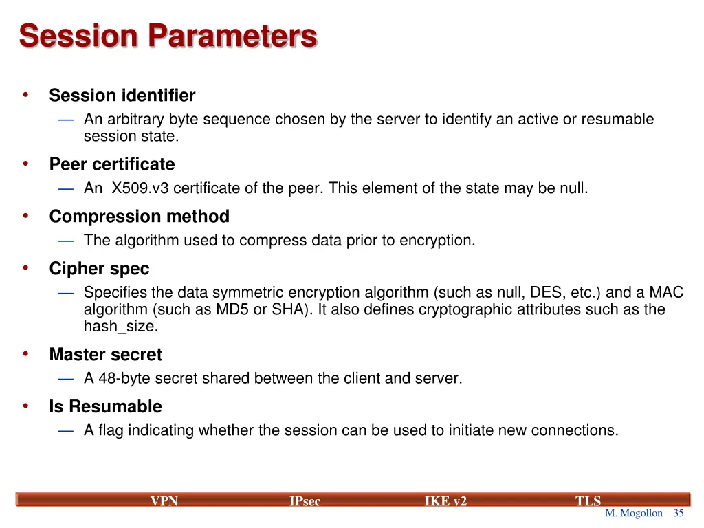 session parameters