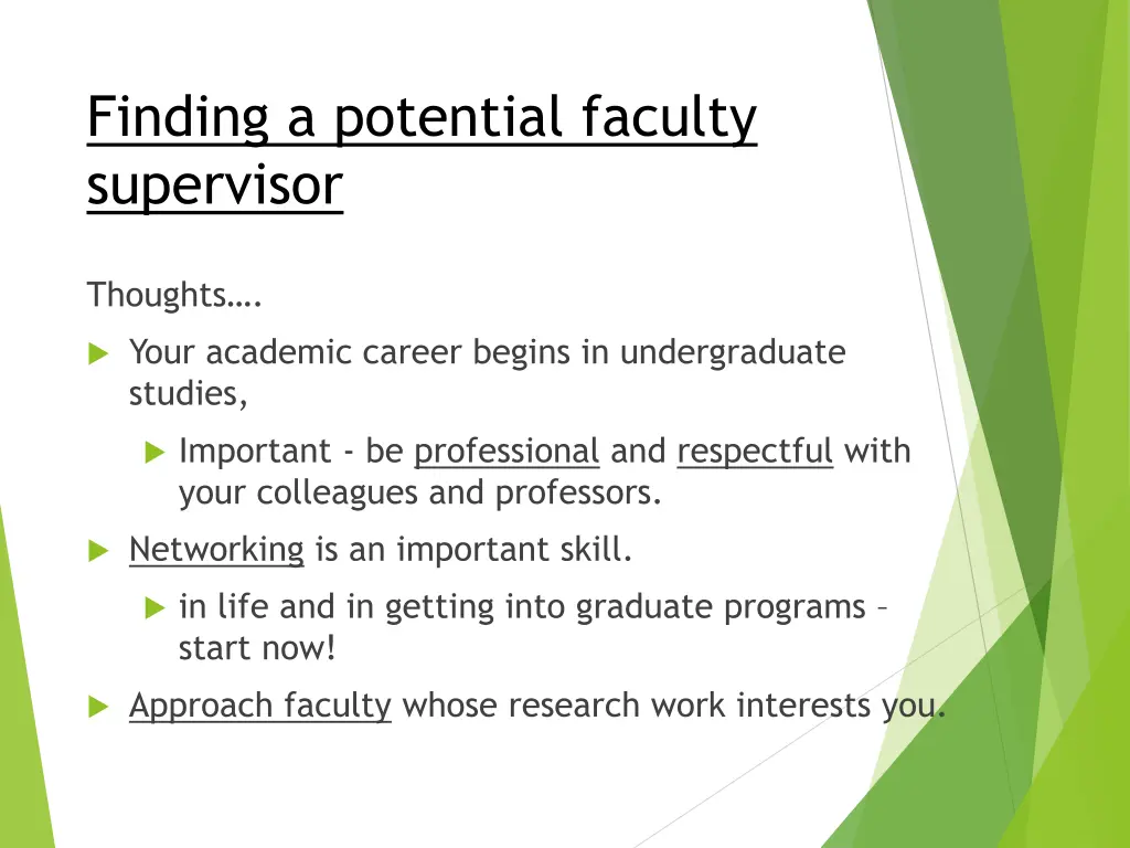 finding a potential faculty supervisor