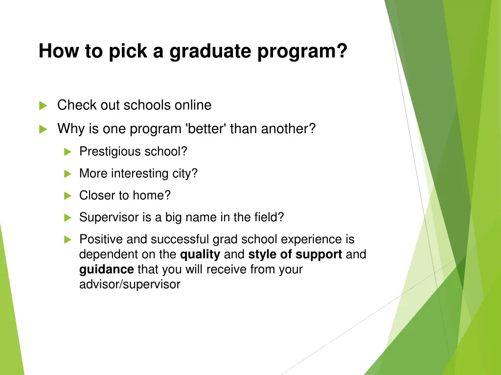 how to pick a graduate program
