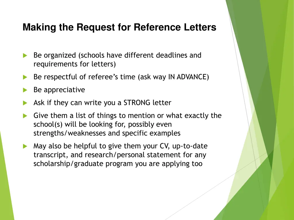 making the request for reference letters