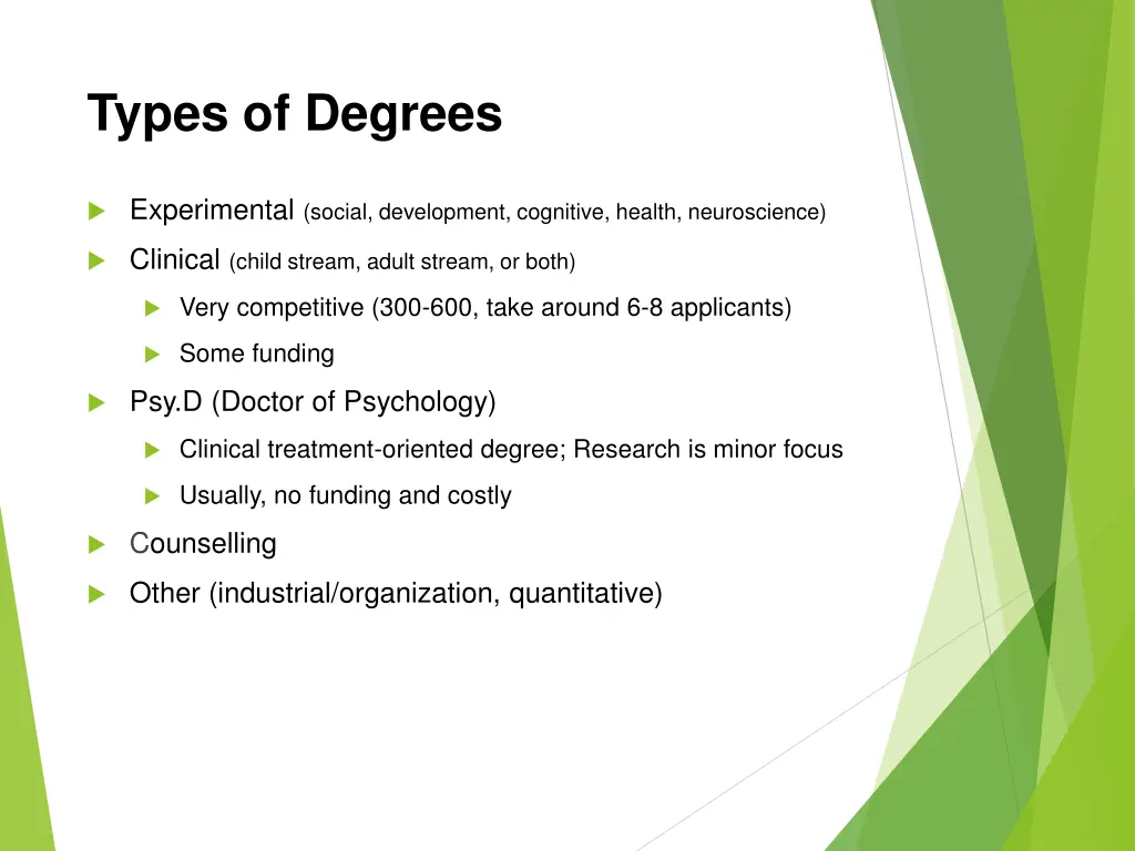 types of degrees