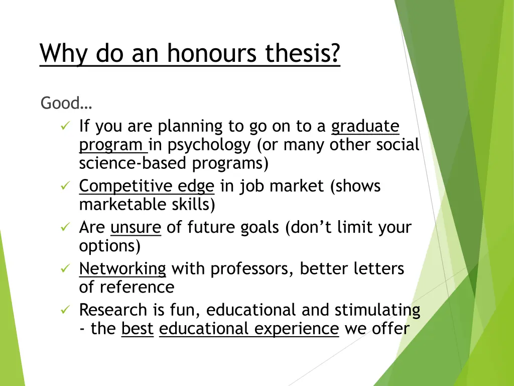 why do an honours thesis