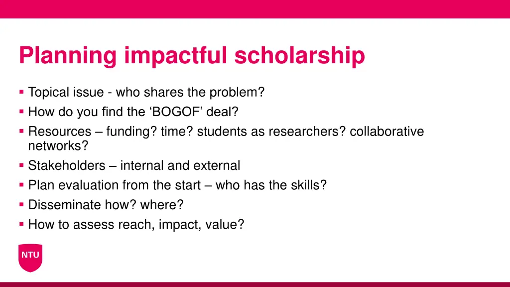 planning impactful scholarship