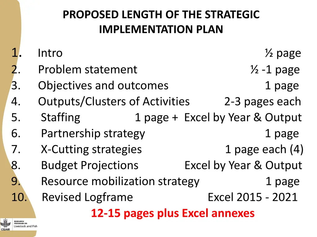 proposed length of the strategic implementation