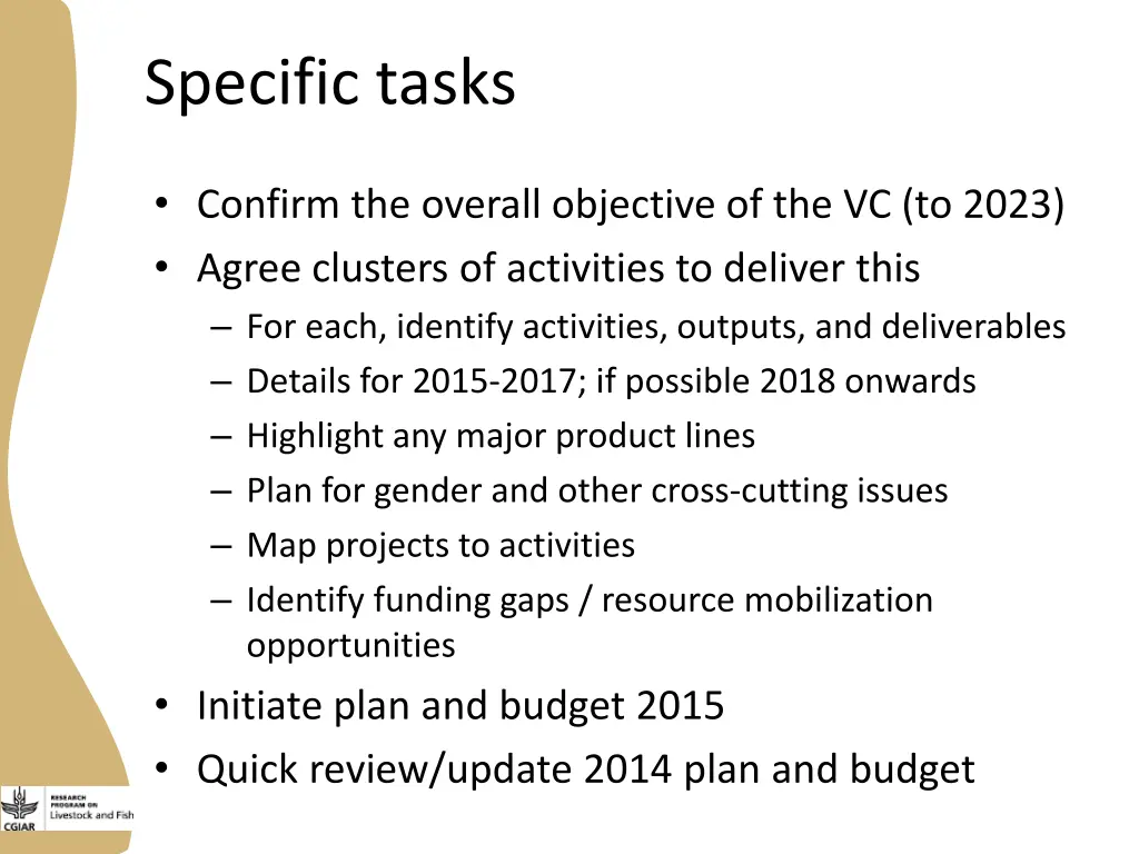 specific tasks
