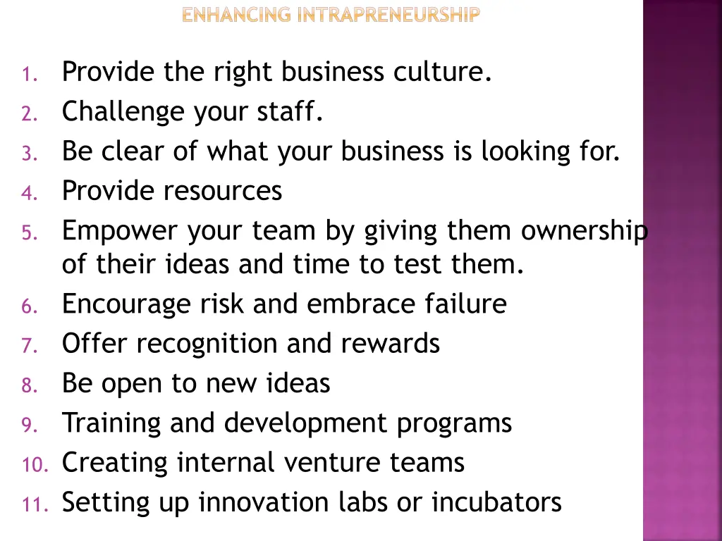 enhancing intrapreneurship